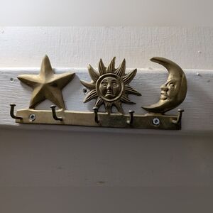 Vintage Brass Celestial Key Holder - Wall Decor